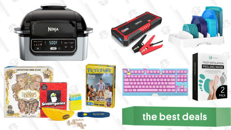 Ninja Foodi 5-in-1 Air Fryer, Board Games Sale, Gooloo Jump Starter, YouCopia StoraLid Organizer, Exfoliating Foot Masks, Razer Hello Kitty Keyboard, and More