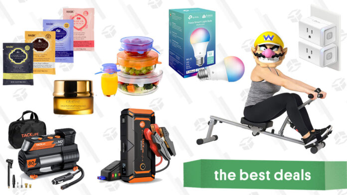 Tacklife Auto Jump Starters & Tire Inflators, Kasa Smart Home Products, Hask Hair Mask Packs, Rowing Machines, and More